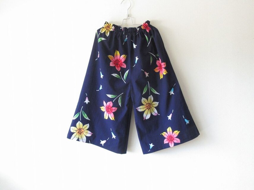 ☆浴衣ガウチョパンツ♪ゆり柄☆/31kg072
