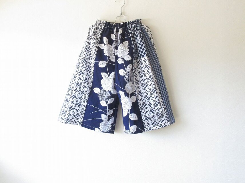 ☆浴衣ガウチョパンツ☆アジサイ柄♪/31kg071