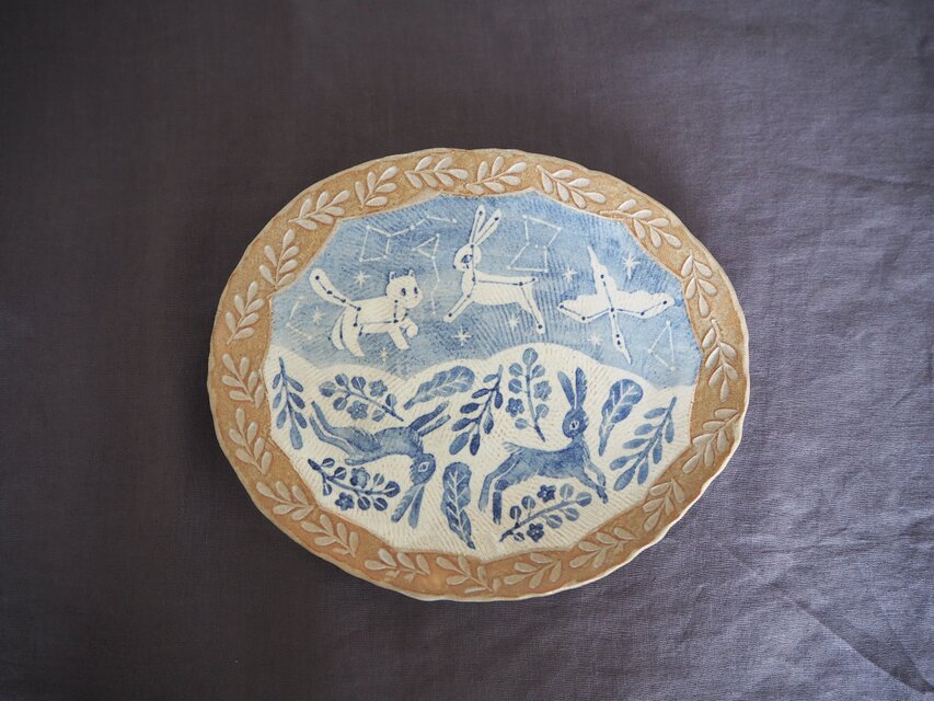 楕円皿　『あのほし　なんのほし』