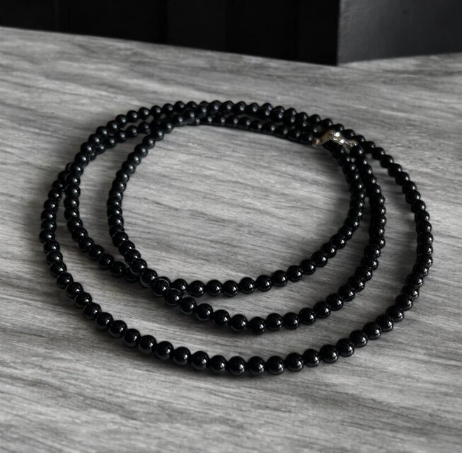 4mmブラックオニキスロングネックレス80cm シンプル PPA0035 | iichi