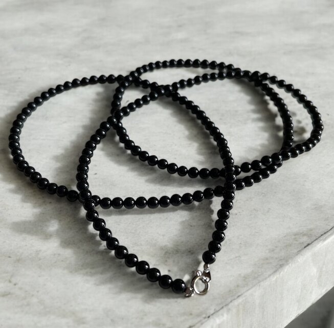 4mmブラックオニキスロングネックレス80cm シンプル PPA0035 | iichi