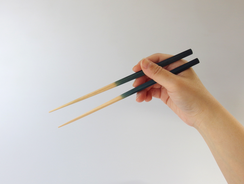 【受注製作】ヒノキの草木染め箸　miroku　藍【みろく箸】
