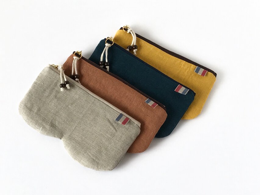 ナチュラル：リネンメガネ型ポーチ　（R-27～R-30）