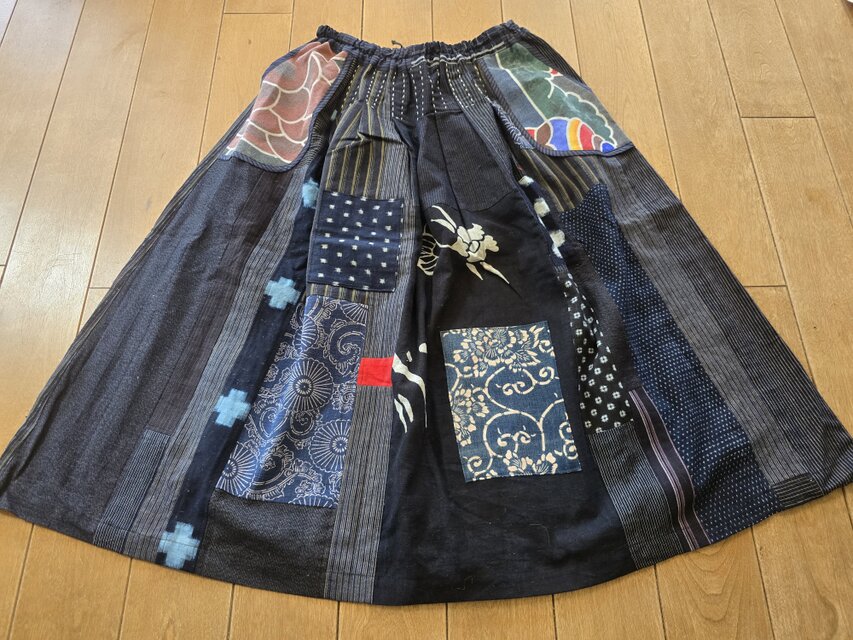 着物リメイク 手作り 絣 パッチワーク スカート | iichi 日々の暮らし