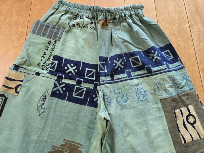 墨染　手ぬぐい　サロペットパンツ　リメイク 墨染 手ぬぐい サロペットパンツ リメイク