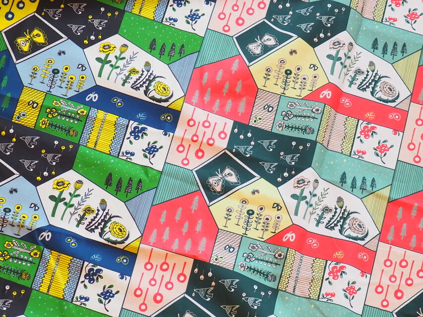 耳もかわいい♡AMBERオリジナルプリント生地　＊ 115cm巾　50cm ピンク/ブルー