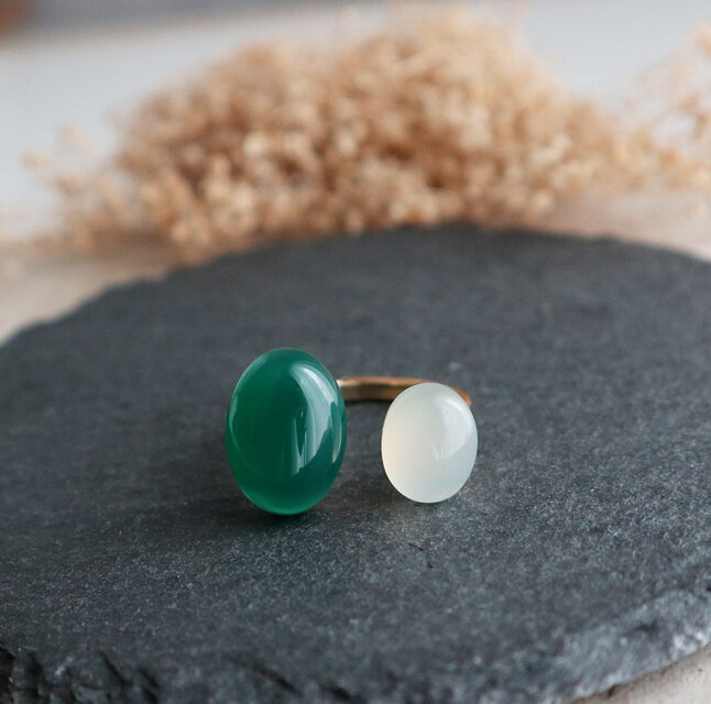 16kgpグリーンアップルな天然石翡翠樹脂コーティングフォークリング