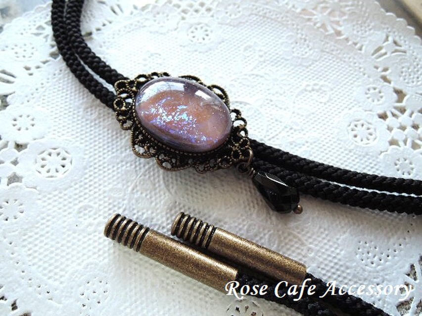 （1403）超レアアイテムです✨ドラゴンブレス：タンザナイトオパール/オーバルカボション25×18mm☆素敵なループタイ(^^♪