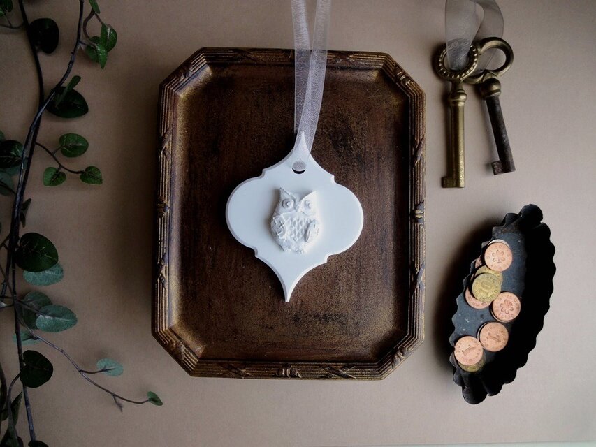 ふくろうのアロマストーン 子 ■ アラベスクオーナメント ■ 6種類から香りが選べる