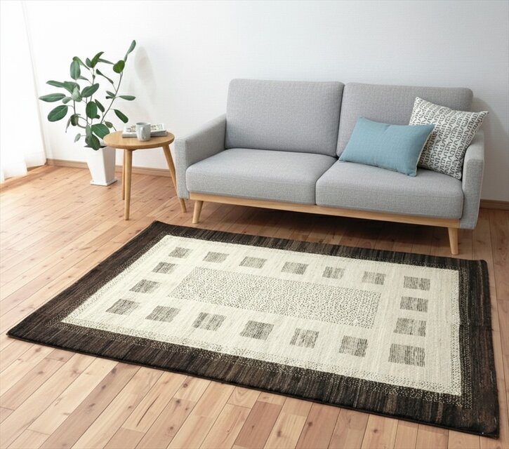 夏は涼しく冬は暖かい　オールシーズン天然無染ラグ　肌ざわり最高　ガゼニラハット　172x117cm　P34