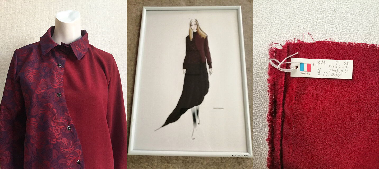 1点もの・デザイン画付き】播州織＆フランス製生地アシメトリー湾曲 