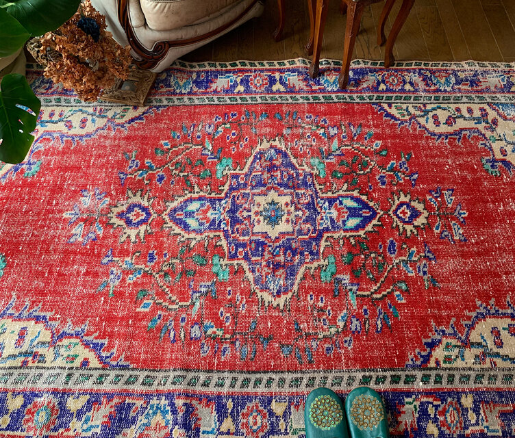 超大判　253×164幅広　オーバーダイ　ペールピンク　トルコヴィンテージラグ 超大判 ペールピンク 255×164 ターコイズブルー トルコ