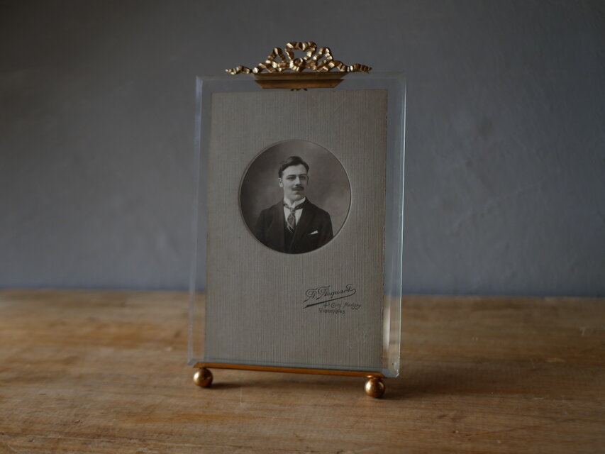 フランス ガラスのフォトフレーム リボン アンティーク ヴィンテージ