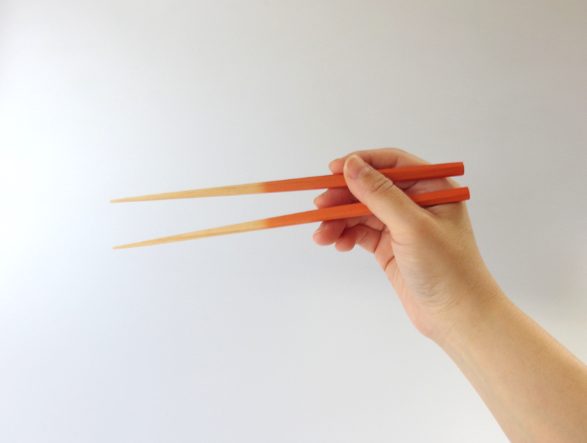 【受注製作】ヒノキの草木染め箸　miroku　茜【みろく箸】