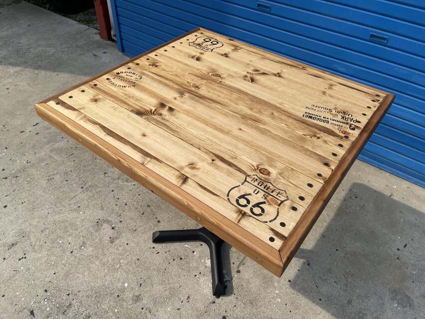 hotaru　テーブル　机　お洒落　男前家具　リビング　ダーク　ブラック　天然木　無垢材　ステンシル　オーダー可　