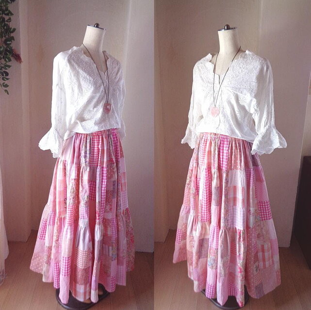 sold 一点もの♥絵画なパッチワーク♥Lovely pink♥超ボリューム