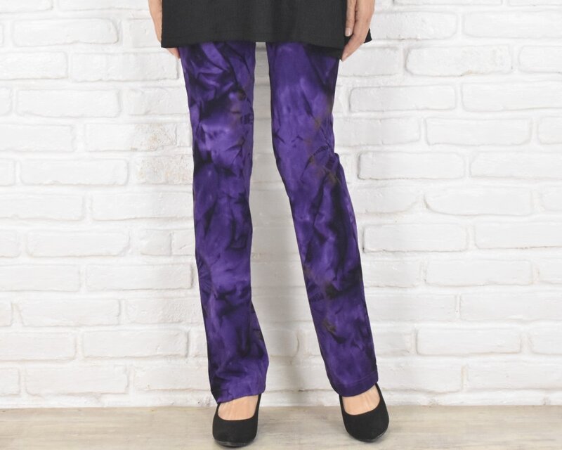 驚驚きの穿き心地！ユニークなタイダイ柄ストレートストレッチロングパンツ　大きいサイズあり　アメジストボーラ