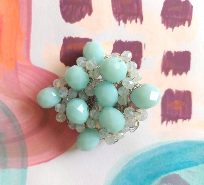 ブローチ　ミズイロワイヤー　送料無料