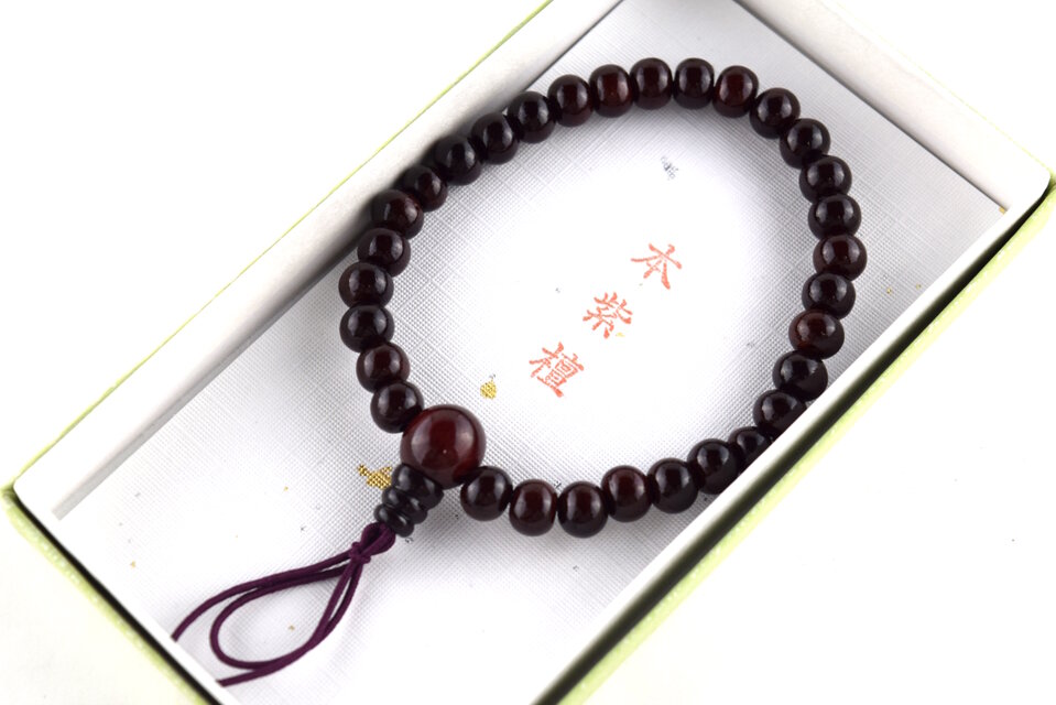 7mm　本紫檀　腕輪　ウッド　木玉　ブレスレット　ギフト　贈り物　念珠　数珠　木製　　UDA47