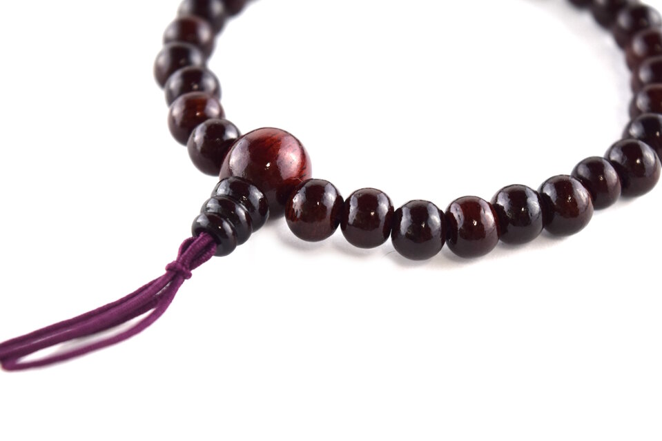 7mm 本紫檀 腕輪 ウッド 木玉 ブレスレット ギフト 贈り物 念珠 数珠