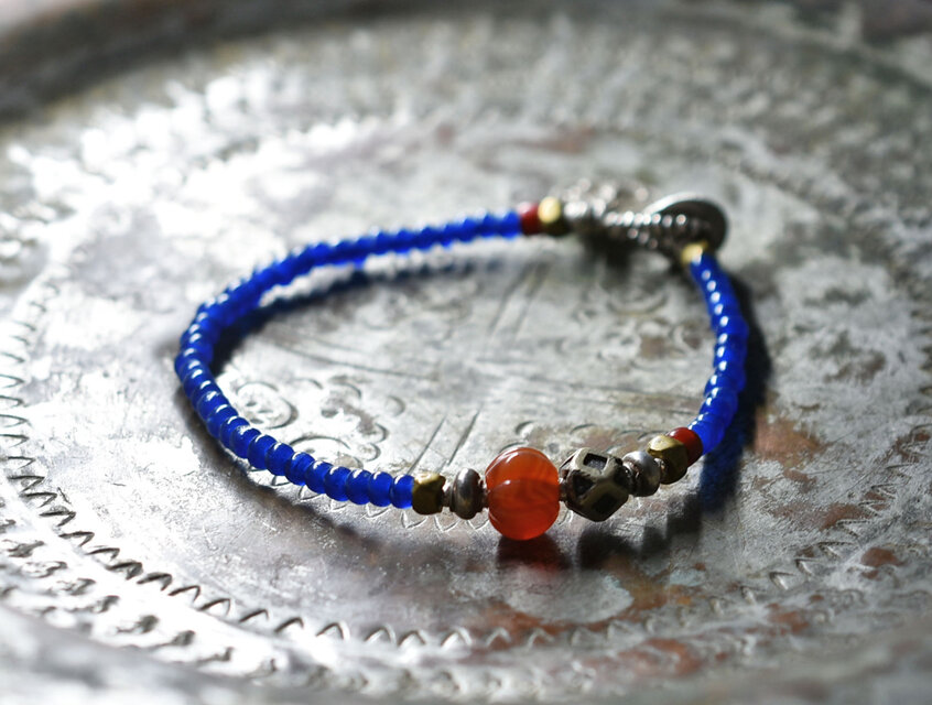 トゥアレグ族 ハンドメイド ベネチィアン ビーズ シルバー リング お