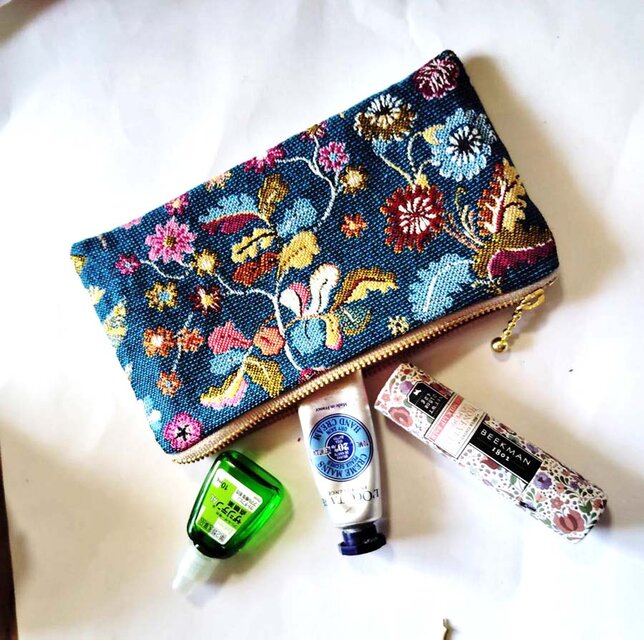 フランス生地　野花の吹き出す平安なポーチ（MS）キーケース、コスメ入れ、カード入れ