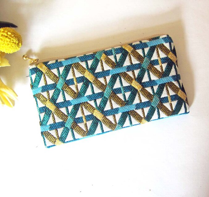 フランス生地　バンプー　竹のポーチ（MS）キーケースコスメ入れ