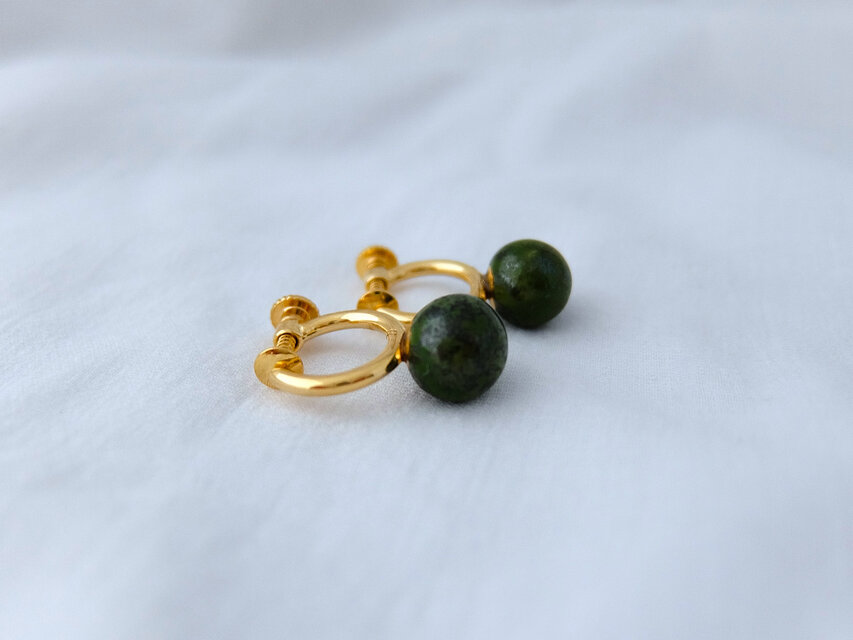 イヤリング hoop marblegreen