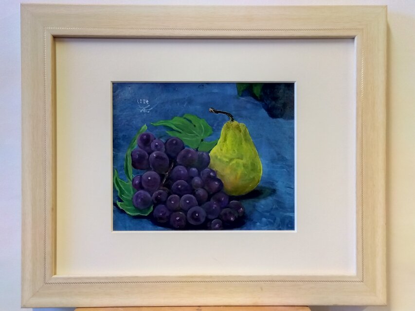 アクリル「葡萄と西洋梨の静物」 | iichi 日々の暮らしを