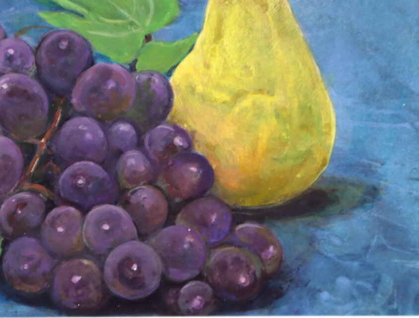 アクリル「葡萄と西洋梨の静物」 | iichi 日々の暮らしを心地よくする