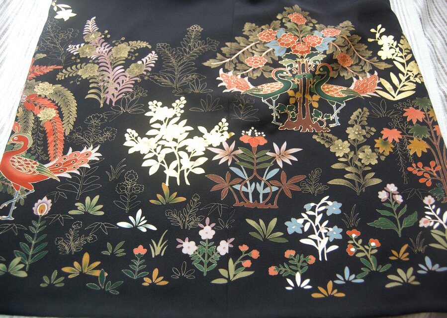 展示品 向かい鳥の留袖ドレス＊三点セット 着物リメイク | iichi