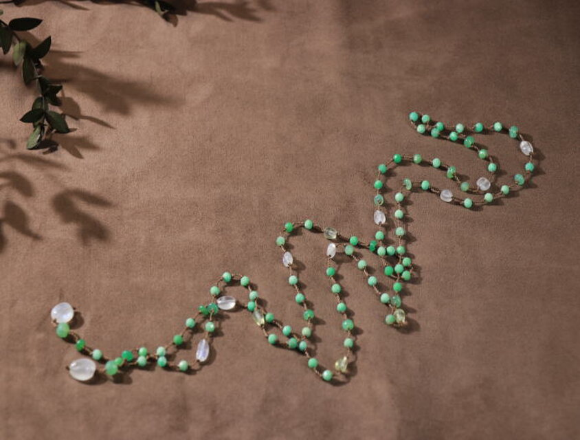 クリソプレーズとブルームーンストーンのラリエット