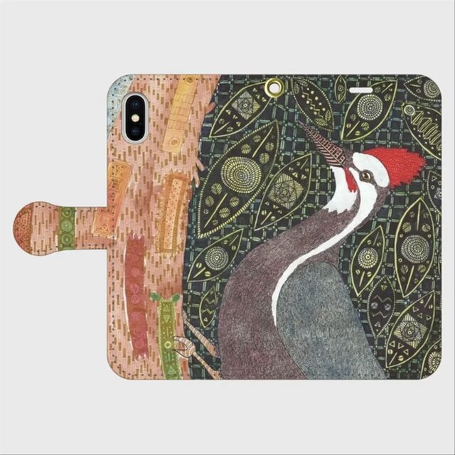 ライブのリハーサル / 手帳型iPhoneケース（カンムリキツツキ・クラッパ）