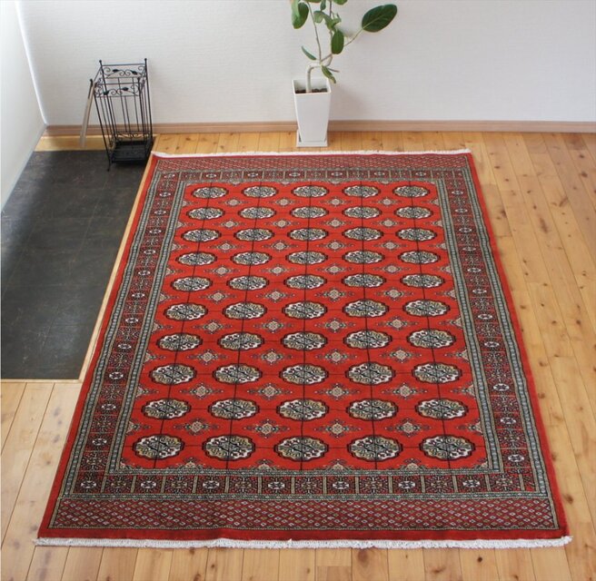 パキスタン絨毯 ハイクオリティ ボハラデザイン 200x136cm 厚み0.82cm