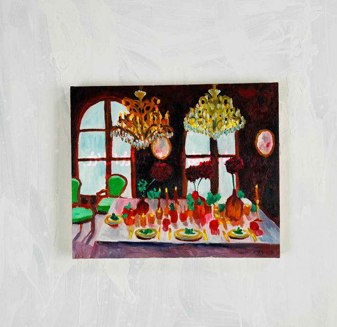 38×46㎝「西洋式テーブルA」F8・原画・油彩 | iichi 日々の