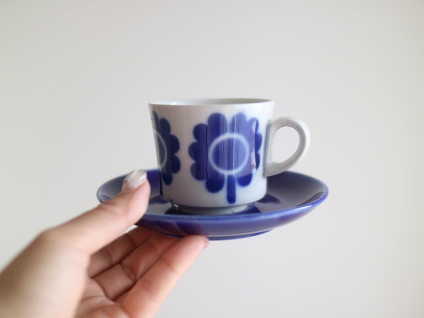 ARABIA / ステンシル / ミランダ カップ＆ソーサー ブルー No.5874