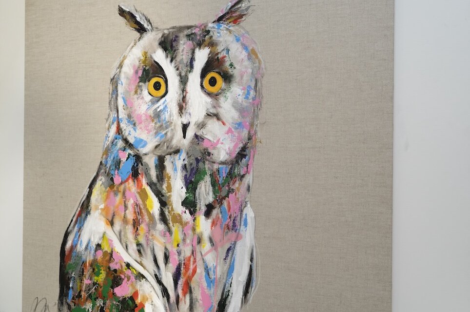 owl / フクロウ 1メートル正方形作品 | iichi 日々の暮らしを心地よく