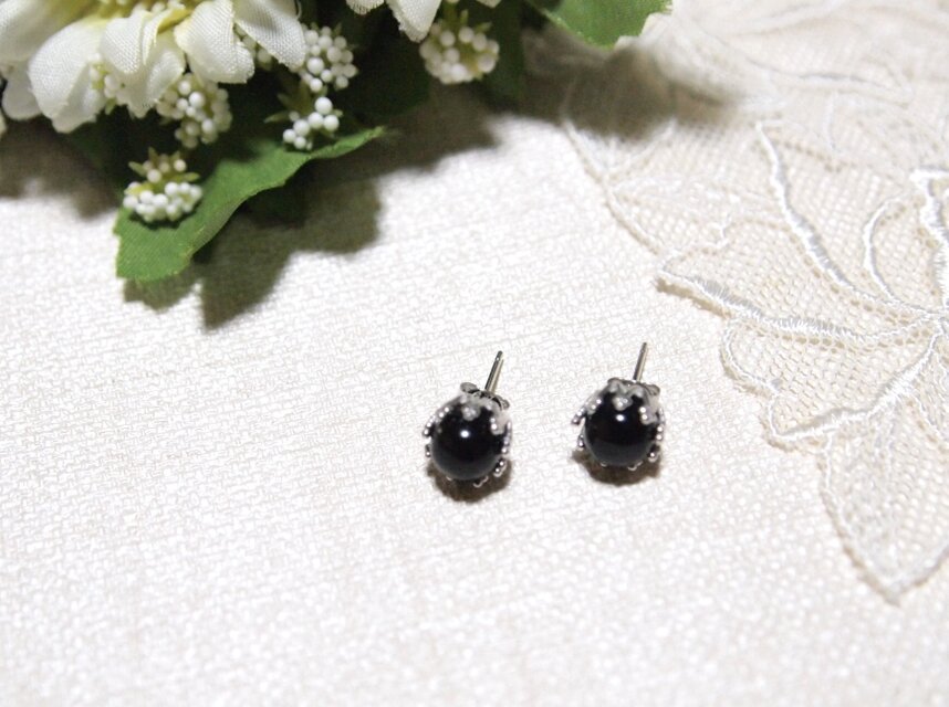 cloverサイロメレーンデンドライト×黒水晶ピアス✧14kgf✧モリオン cloverサイロメレーンデンドライト×黒水晶ピアス✧14kgf