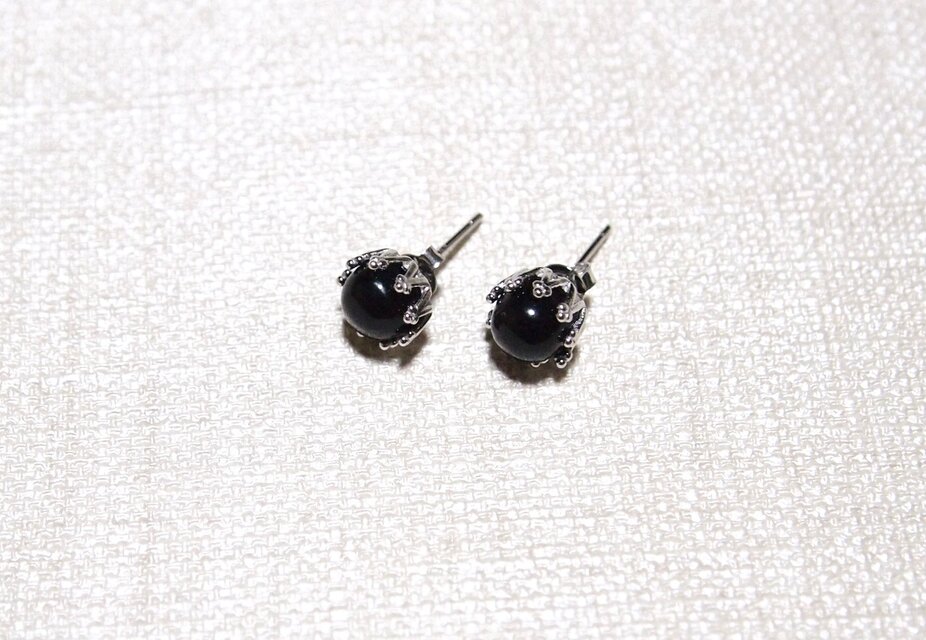 cloverサイロメレーンデンドライト×黒水晶ピアス✧14kgf✧モリオン モリオンピアス 黒水晶 14kgf 天然石 [ イヤリング / ピアス