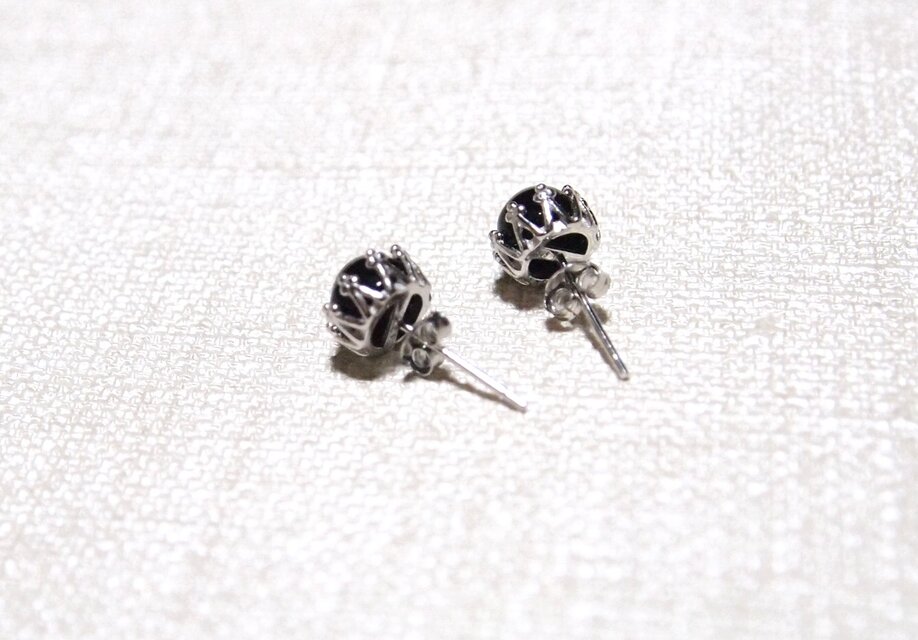 silver925* 6mm モリオン（黒水晶）のスタッドピアス | iichi