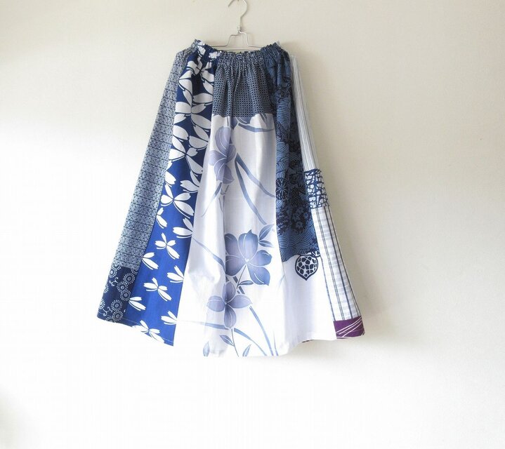 ☆浴衣ミディロングスカート☆パッチワーク♪/32ys020