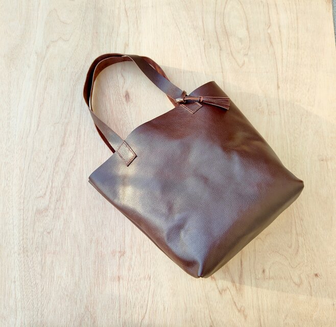 ダークブラウン レザー トートバッグ　CREAM 楽天市場】レザータッチ トートバッグ インナーバッグ付き エクリュ