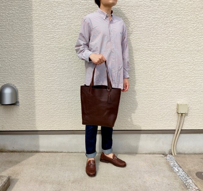 A4がすっぽり入る>一枚革のBASICトートバッグ（メンズ/レディース
