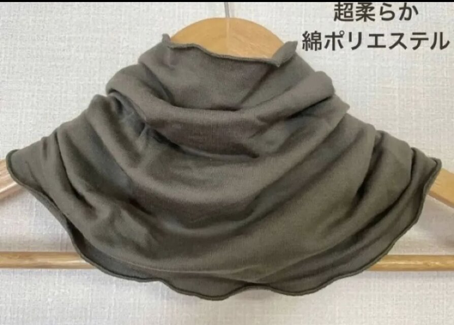 超柔らかいオリーブグリーン綿・ポリエステル製ネックウォーマー日焼け