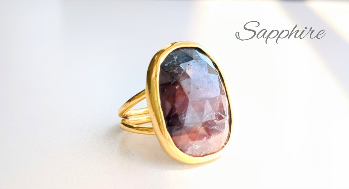 最新作☆希少「バイカラーオレンジサファイア」の世界でひとつの天然石