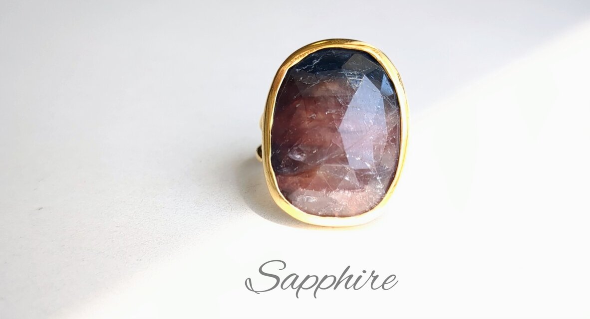 最新作☆希少「バイカラーオレンジサファイア」の世界でひとつの天然石