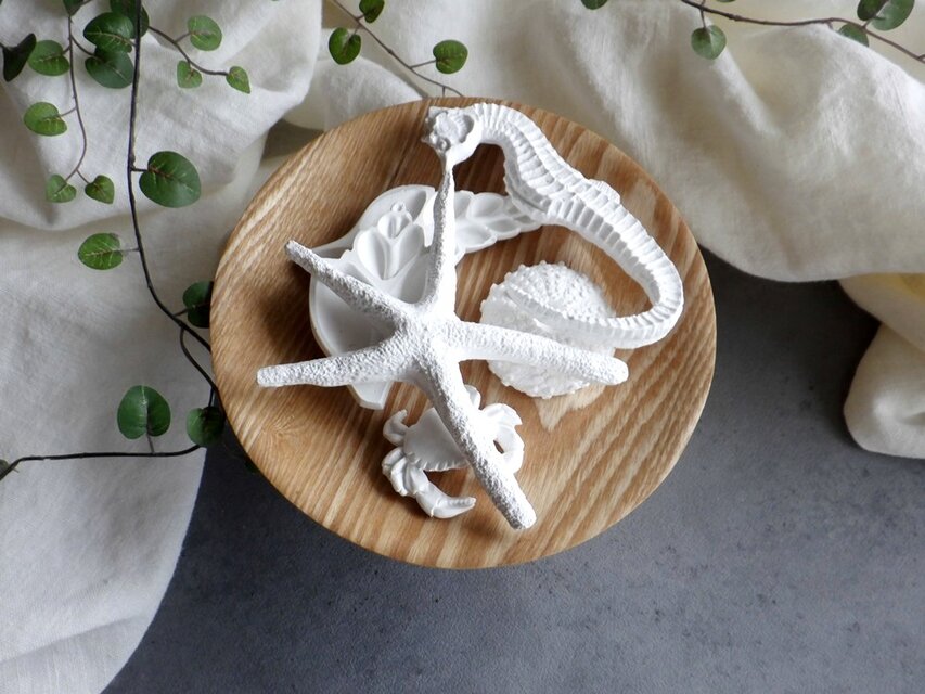 【セット販売】アロマストーン ■ 海の生き物 タツノオトシゴ ■ 木目プレート