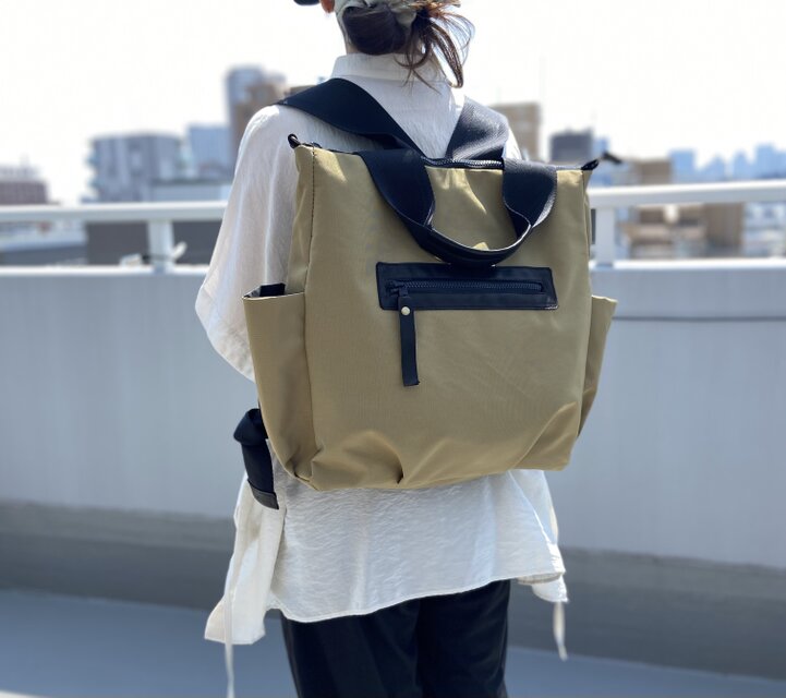 撥水ナイロン＊スタイリッシュ2wayリュック＊PC・A4収納可能＊オプションにて斜めがけショルダー
