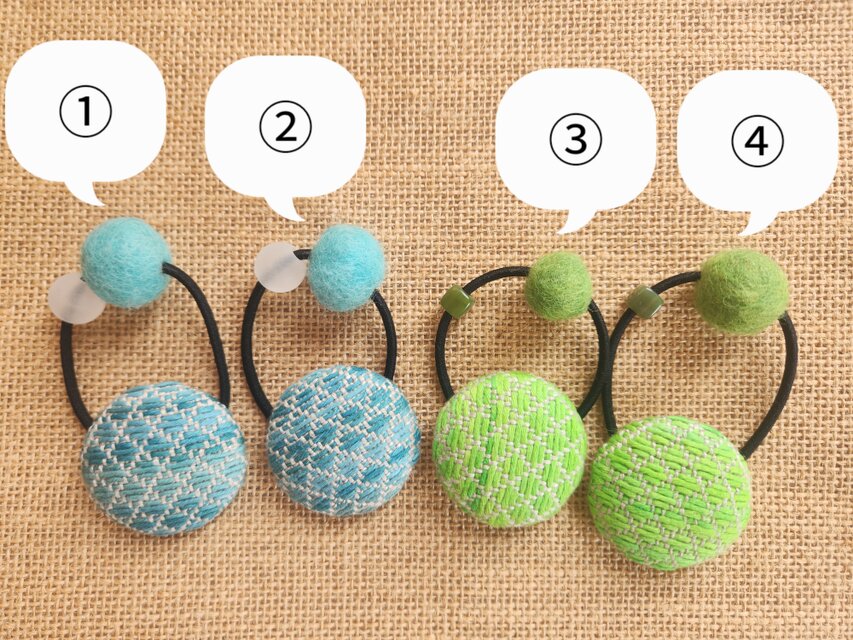 髪ゴム ムラ染　青緑 黄緑