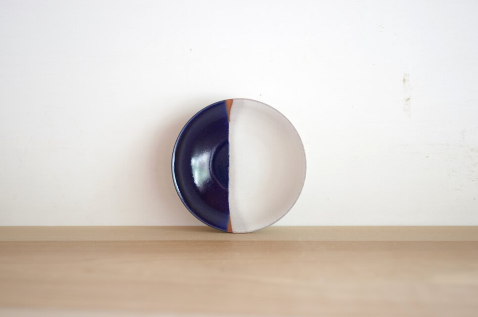 ソース皿・小・white & darkblue